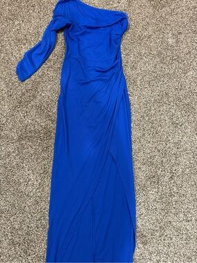 Elegant One-Shoulder Blue Evening Dress